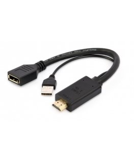 Gembird A-HDMIM-DPF-01 vaizdo kabelio adapteris 0,1 m HDMI A tipo (standartinis) DisplayPort + USB Type-A Juoda