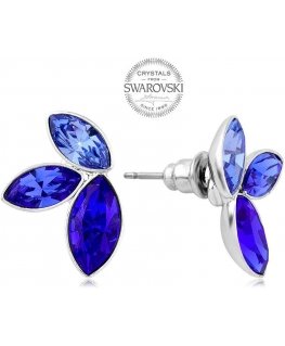 Levien Earrings with three blue Navette crystals