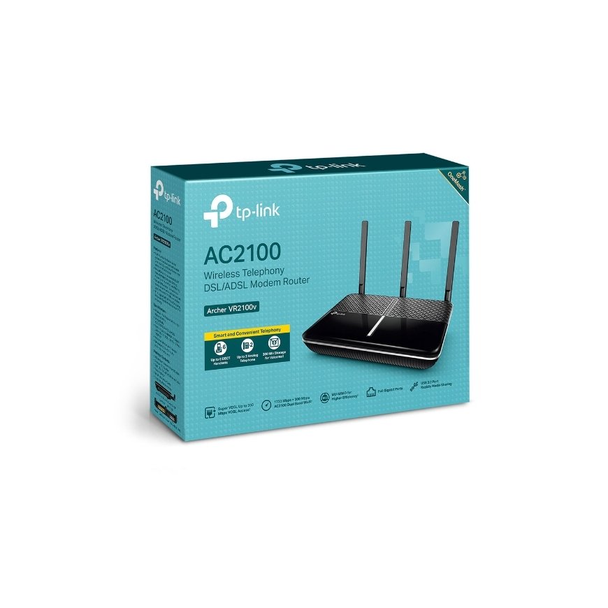 TP-Link Archer VR2100v bezvadu rūteris Tīkls Gigabit Ethernet Divkāršā frekvenču josla (2.4 GHz / 5 – 4