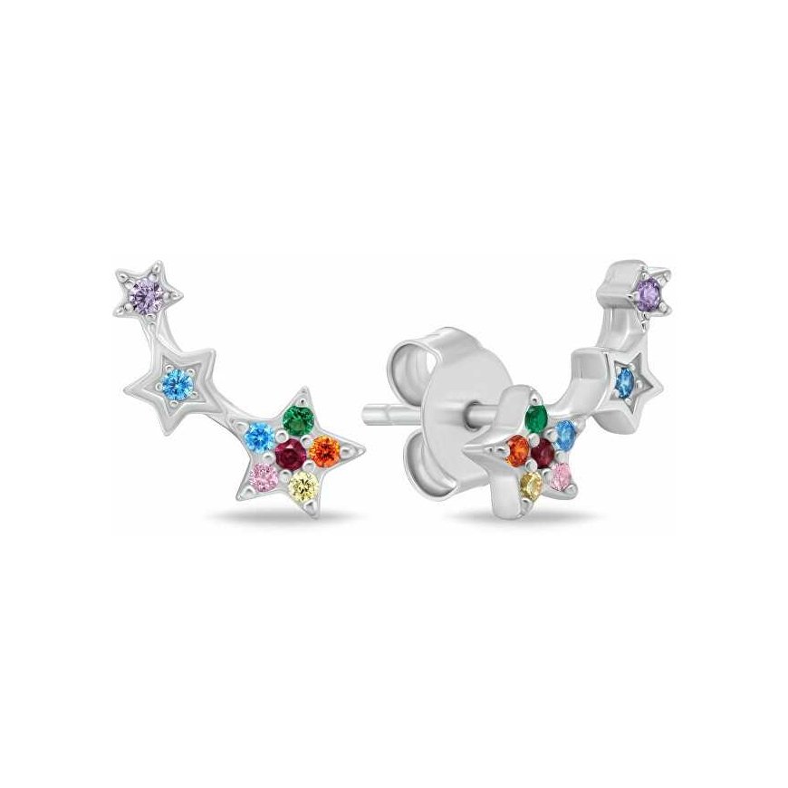 Brilio Silver Silver long earrings with colored zircons EA1106WRBW