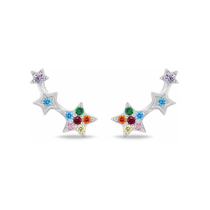 Brilio Silver Silver long earrings with colored zircons EA1106WRBW – 2