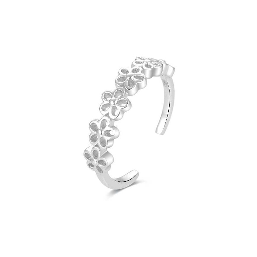 Beneto Silver Foot Ring with Flowers