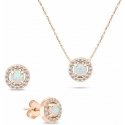 Brilio Silver Charming gold-plated opal jewelry set SET225R (earrings, necklace)