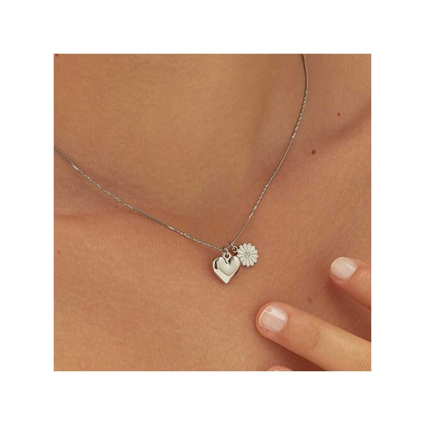 Sagapo Delicate Heart and Daisy Necklace Feelings SFE01 – 2