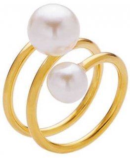 Troli Elegant gold-plated ring with synthetic pearls
