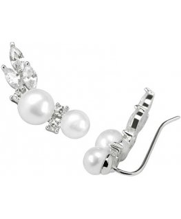 Jwl Luxury Pearls Longitudinal silver earrings with real pearls and crystals JL0300