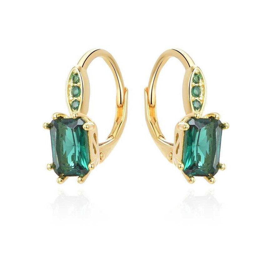 Beneto Silver earrings with green crystal AGUC3350GR-GOLD