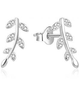 Beneto Longitudinal silver earrings with zircons AGUP2033