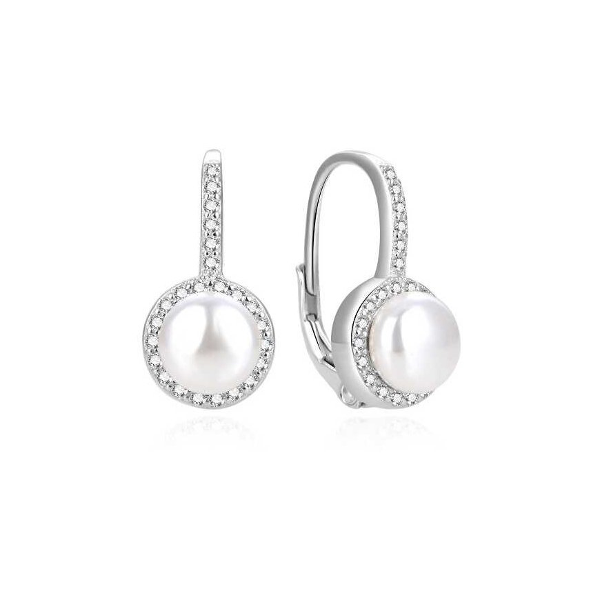 Beneto Charming silver earrings with genuine river pearls AGUC2397PL