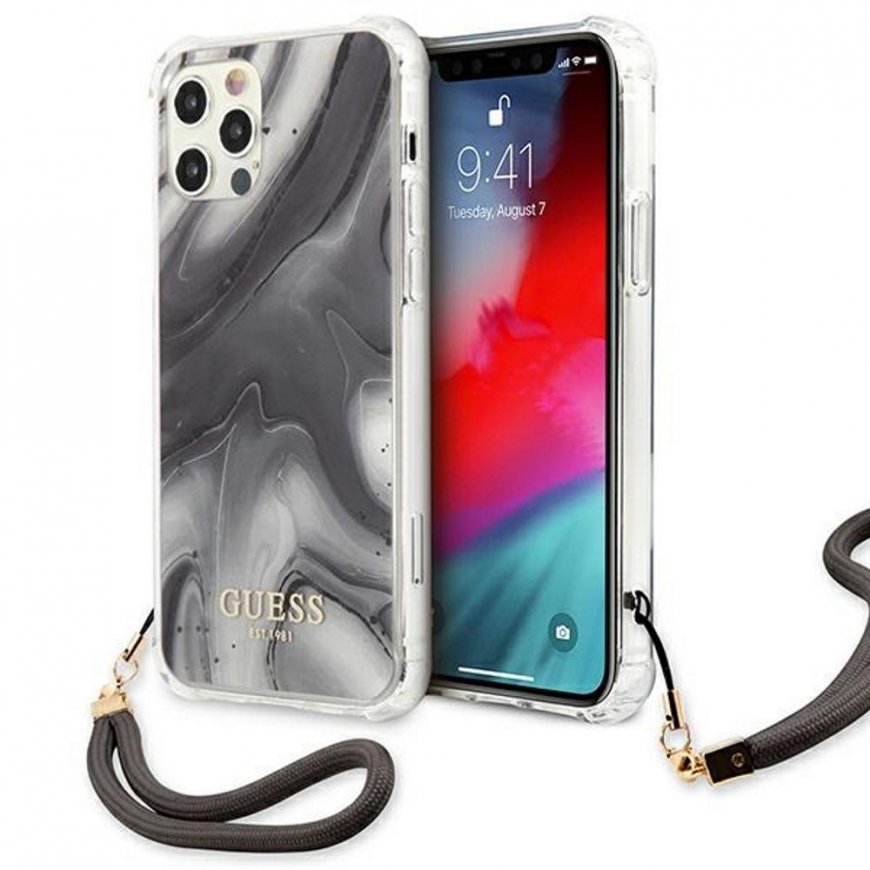 Dėklas Guess GUHCP12MKSMAGR Apple iPhone 12/12 Pro 6,1" pilkos spalvos hardcase Marble Collection – 2