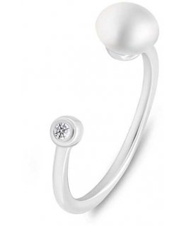 Brilio Silver Brilio Silver Delicate silver ring with real pearl RI103W