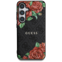 Guess Leather 4G Flowers Print Metal Classic Logo MagSafe Samsung Galaxy S25 phone case black Guess Leather 4G Flowers Print Metal Classic Logo MagSafe Samsung Galaxy S25 phone case black