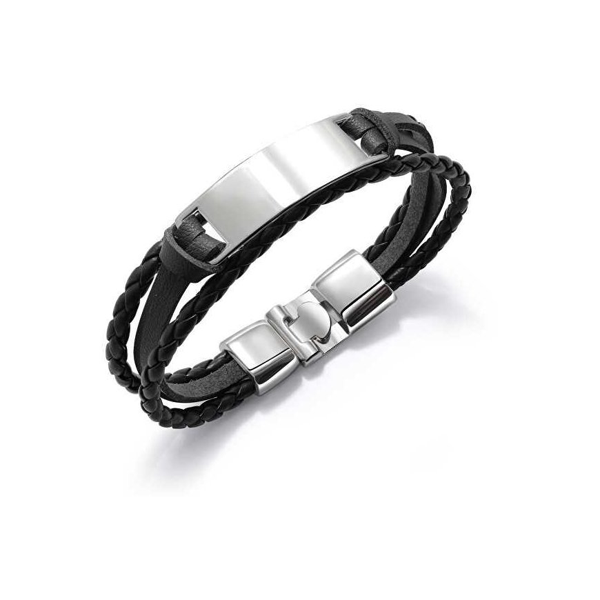 Troli Modern Black Bracelet for Men Leather VPH1301A