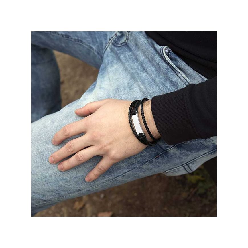 Troli Modern Black Bracelet for Men Leather VPH1301A – 2