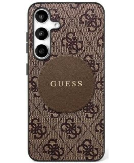 Guess 4G Round Patch Classic Logo MagSafe Samsung Galaxy S25+ phone case brown