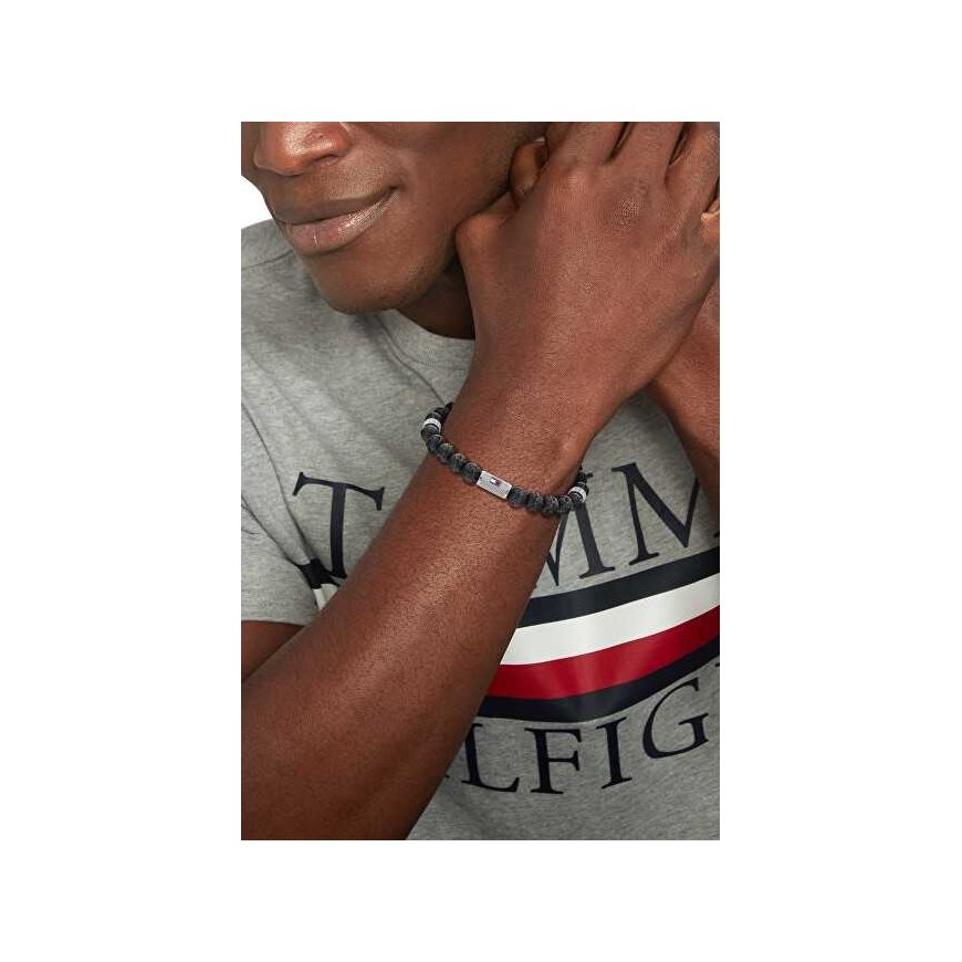 Tommy Hilfiger Černý kóralkový náramek su lávového kamen 2790435 – 2