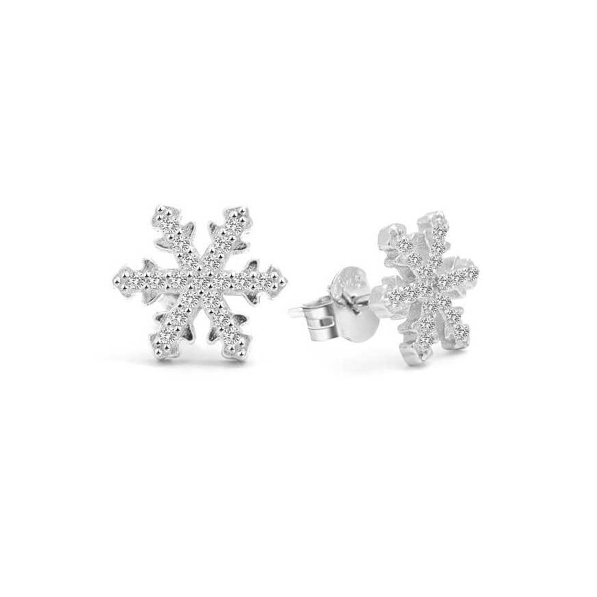 Beneto Charming Silver Earrings Snowflakes AGUP1596