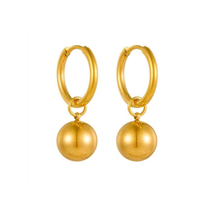 Troli Stylish gold-plated earrings with balls