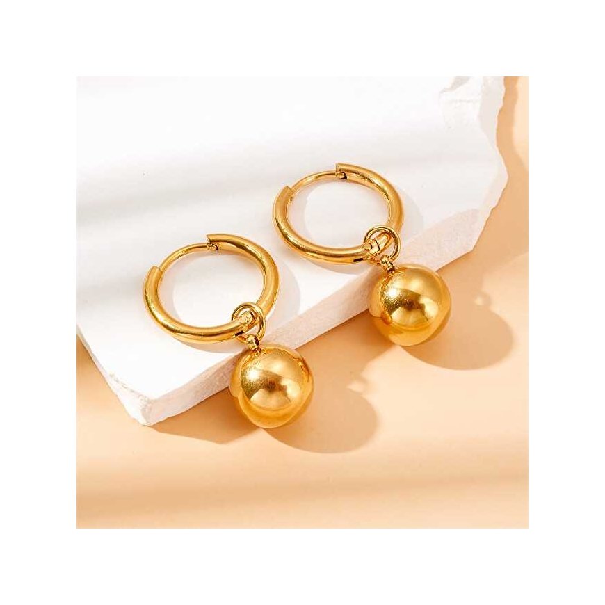 Troli Stylish gold-plated earrings with balls – 2