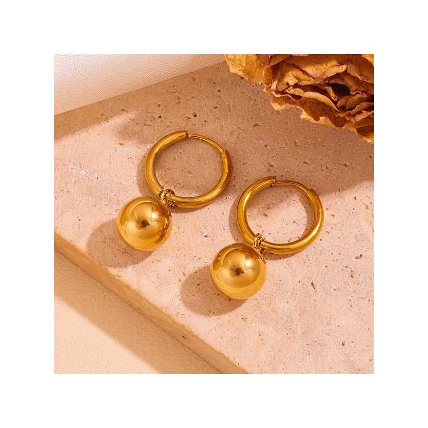 Troli Stylish gold-plated earrings with balls – 3