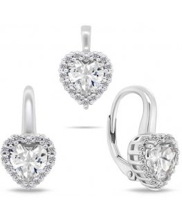 Brilio Silver Silver sydänkorusetti zirkoneilla SET273W (korvakorut, riipus)