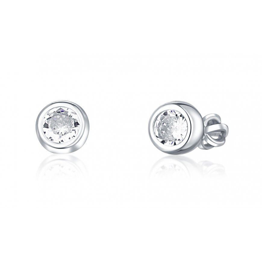 JVD Elegant silver stud earrings with zircons SVLE1517XH2BI