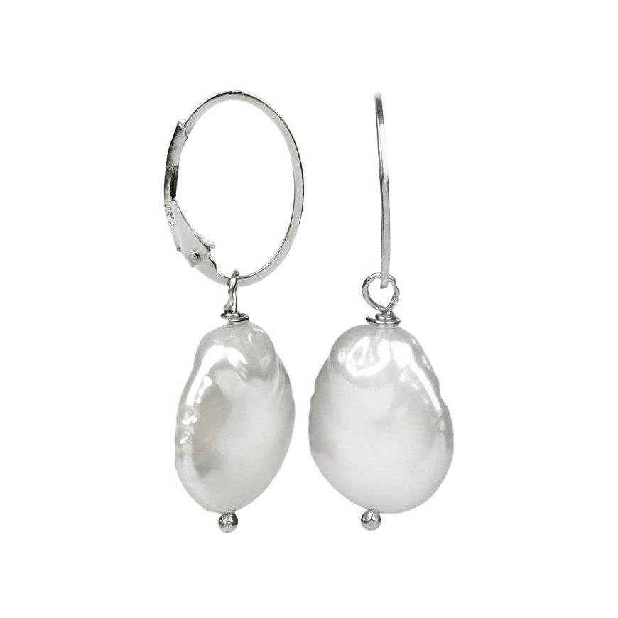 Jwl Luxury Pearls Silver earrings with white pearl right JL0154