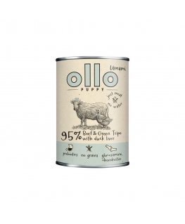 OLLO Puppy Umami Naudanliha ja Vihreä Tripe ankanmaksalla - koiran märkäruoka - 400g