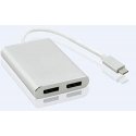 Helos-jakaja USB 3.1 Type-C Uros/2x DisplayPort naaras, PREMIUM 4K, hopea Helos-jakaja USB 3.1 Type-C Uros/2x DisplayPort naaras, PREMIUM 4K, hopea