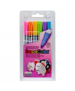 Marvy Uchida Markers eri pintojen koristeluun Marvy Decocolor Paint Marker Fine 200-6C Hot Colors. 6 kpl.