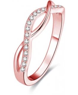 Beneto Rose gold plated silver ring with AGG191 crystals