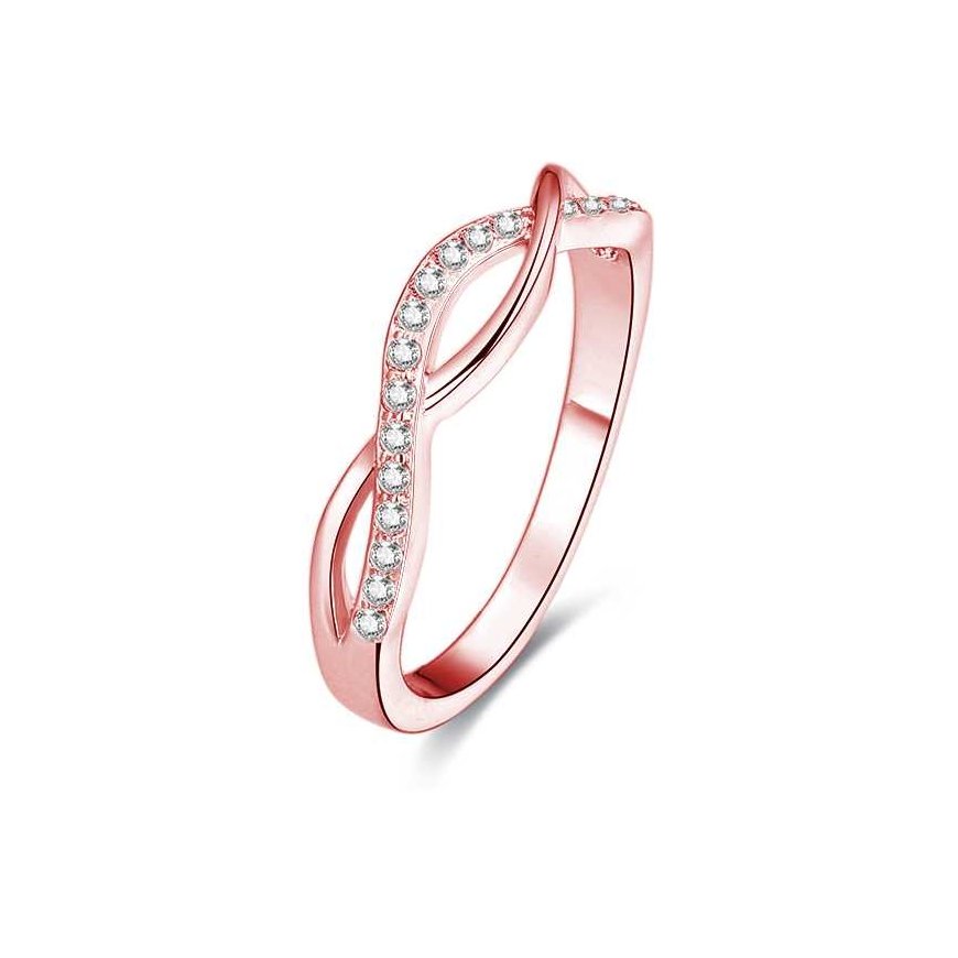 Beneto Rose gold plated silver ring with AGG191 crystals