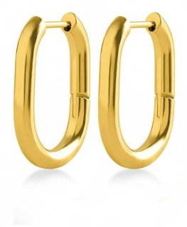 Troli Minimalist gold-plated oval steel earrings