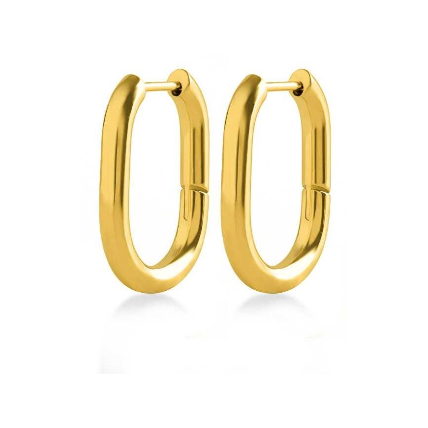 Troli Minimalist gold-plated oval steel earrings