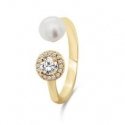 Brilio Silver Beautiful gold-plated ring with real pearl and zircons RI062Y Brilio Silver Beautiful gold-plated ring with real pearl and zircons RI062Y