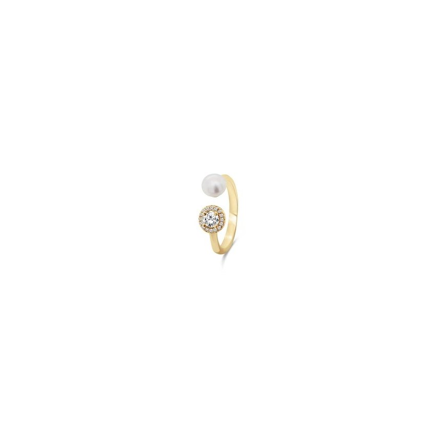 Brilio Silver Beautiful gold-plated ring with real pearl and zircons RI062Y – 2