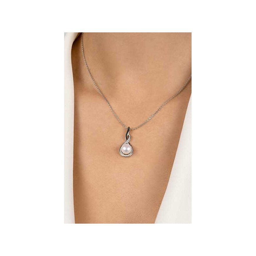 Brilio Silver Brilio Silver Elegant silver pendant with real pearl and zircons PT123W – 2