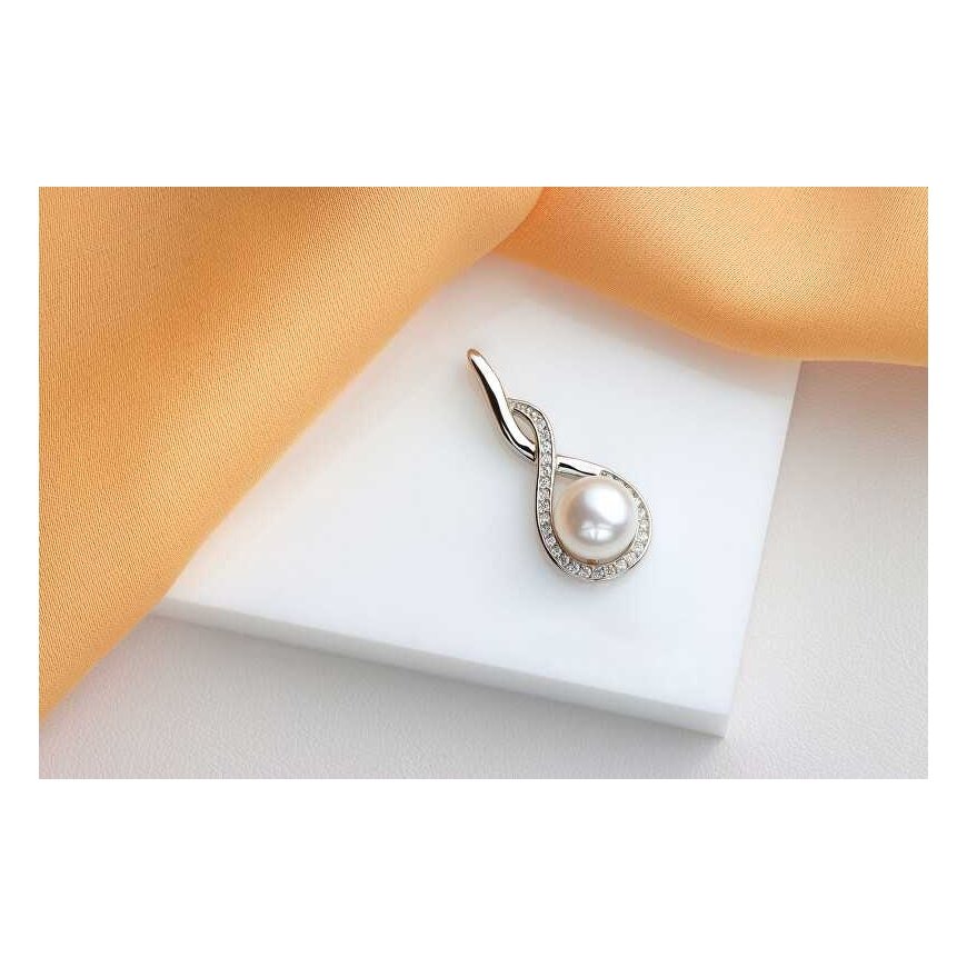 Brilio Silver Brilio Silver Elegant silver pendant with real pearl and zircons PT123W – 4