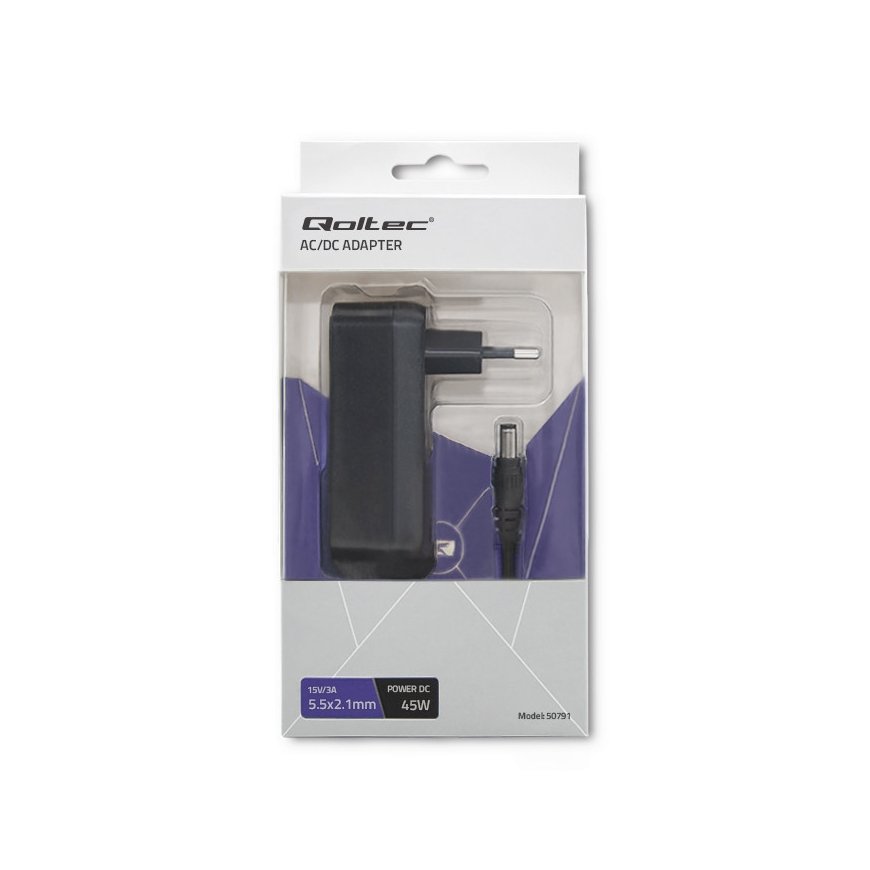 Qoltec 50791 strāvas adapteris & pārveidotājs Iekštelpas 45 W Melns – 3