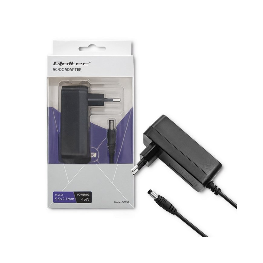Qoltec 50791 virta-adapteri ja vaihtosuuntaaja Sisätila 45 W musta – 4