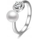 Beneto Open silver ring with zircons and AGG339 pearl Beneto Open silver ring with zircons and AGG339 pearl