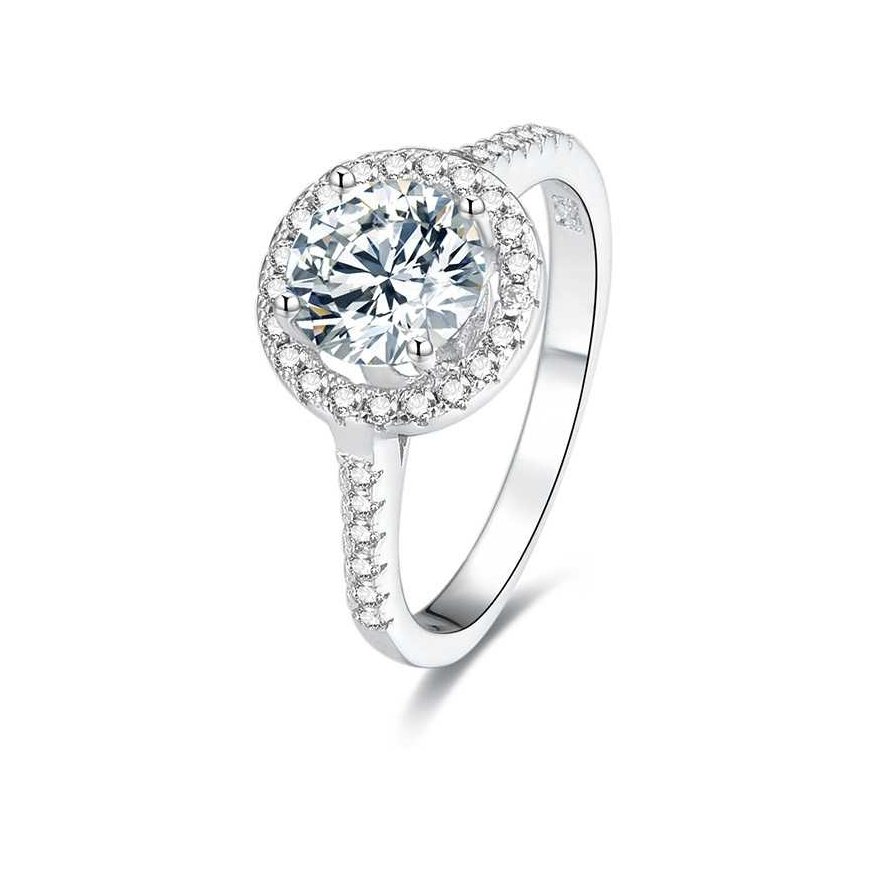 Beneto Silver ring with crystals AGG193