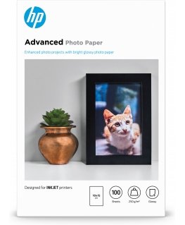 HP Advanced -valokuvapaperi, kiiltävä, 250 g/m2 , 10 x 15 cm (101 x 152 mm), 100 arkkia