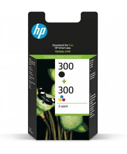 HP 300, alkuperäinen musta/kolmivärinen mustekasetti, kaksoispakkaus