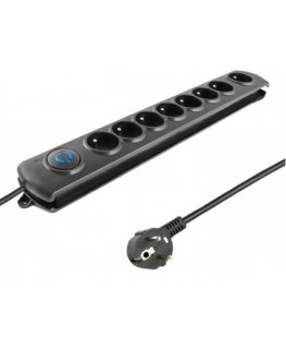 Qoltec 50114 ylijännitesuoja musta 8 AC-pistorasia(a) 230 V 3 m