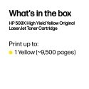 HP 508X, alkuperäinen riittoisa keltainen LaserJet-värikasetti HP 508X, alkuperäinen riittoisa keltainen LaserJet-värikasetti