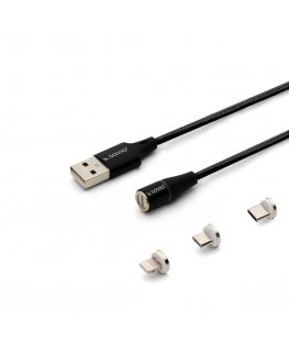 Savio CL-155 USB-kaapeli USB 2.0 2 m USB A USB C/Micro-USB B/Lightning musta