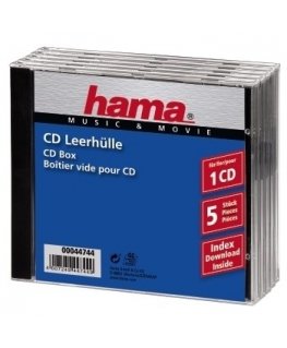 Hama CD Jewel Case Standard, Pack 5 Чехол-оболочка СД диска 1 диск (ов) Черный, Прозрачный