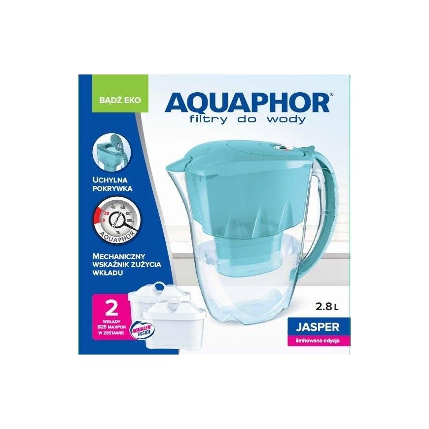 Aquaphor JASPER JUG 2.8L WITH 2 FILTER CARTRIDGES SET B100-25/ BLUE