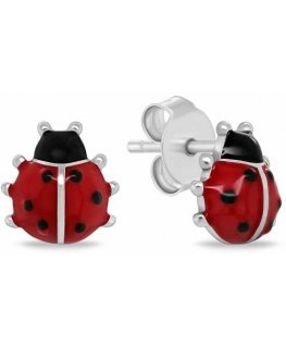Brilio Silver Žaismingi sidabriniai auskarai Ladybugs EA1048W